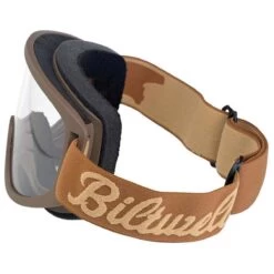 Biltwell Moto 2.0 Goggle - Script Chocolate -Ride Style Shop biltwell moto 2 goggle script chocolate left