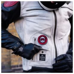 Helstons Tracker Leather Jacket - White / Black / Red -Ride Style Shop dsc07191 3