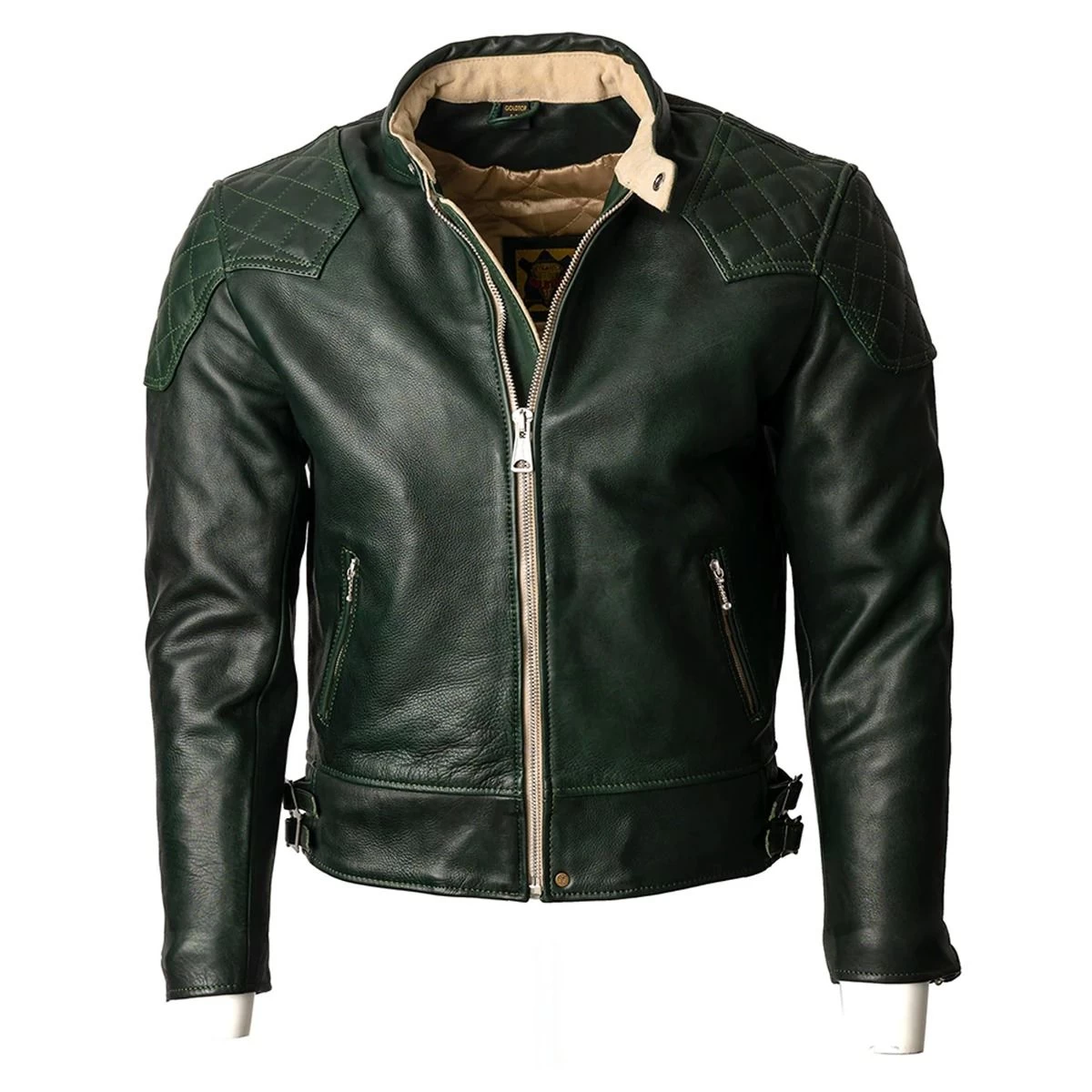 Goldtop 76 Armoured Leather Jacket - Racing Green 2 Goldtop 76 Armoured Leather Jacket - Racing Green - Image 2