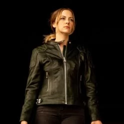 Goldtop 76 Womens Leather Jacket - Racing Green -Ride Style Shop goldtop 76 womens leather jacket racing green 4