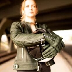 Goldtop 76 Womens Leather Jacket - Racing Green -Ride Style Shop goldtop 76 womens leather jacket racing green 5