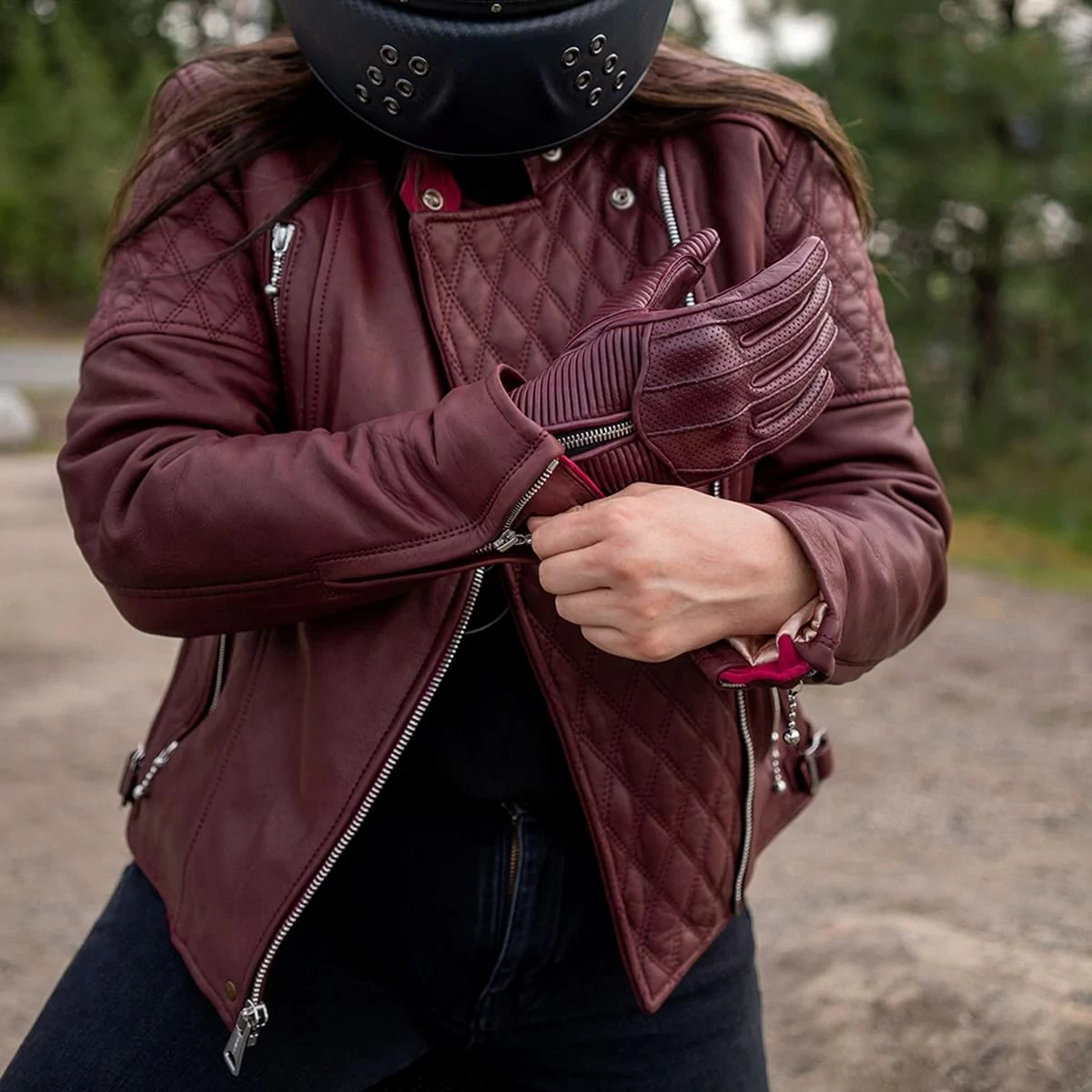 Goldtop Bobber Womens Leather Jacket 2022 Version - Burgundy 10 Goldtop Bobber Womens Leather Jacket 2022 Version - Burgundy - Image 10