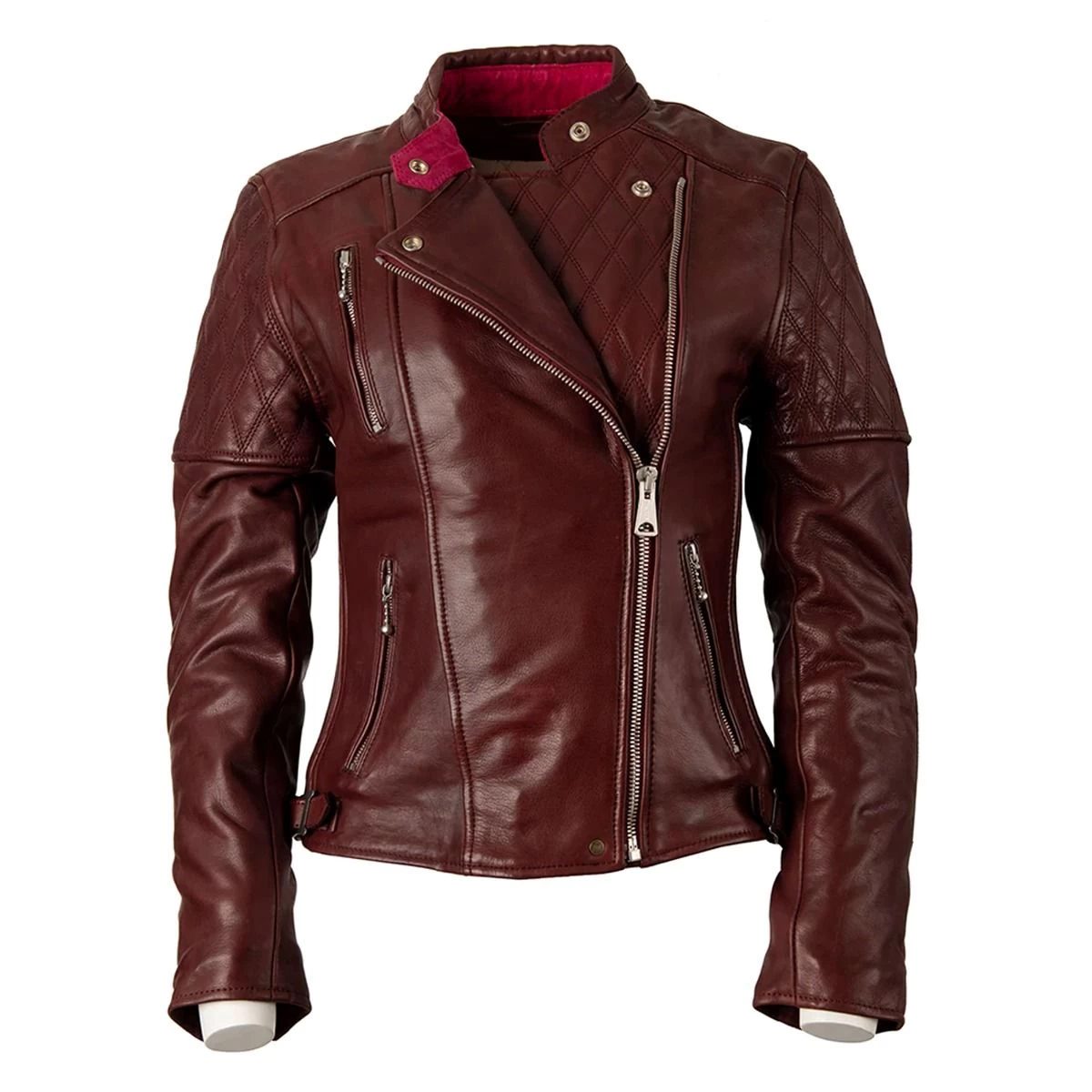Goldtop Bobber Womens Leather Jacket 2022 Version - Burgundy 4 Goldtop Bobber Womens Leather Jacket 2022 Version - Burgundy - Image 4