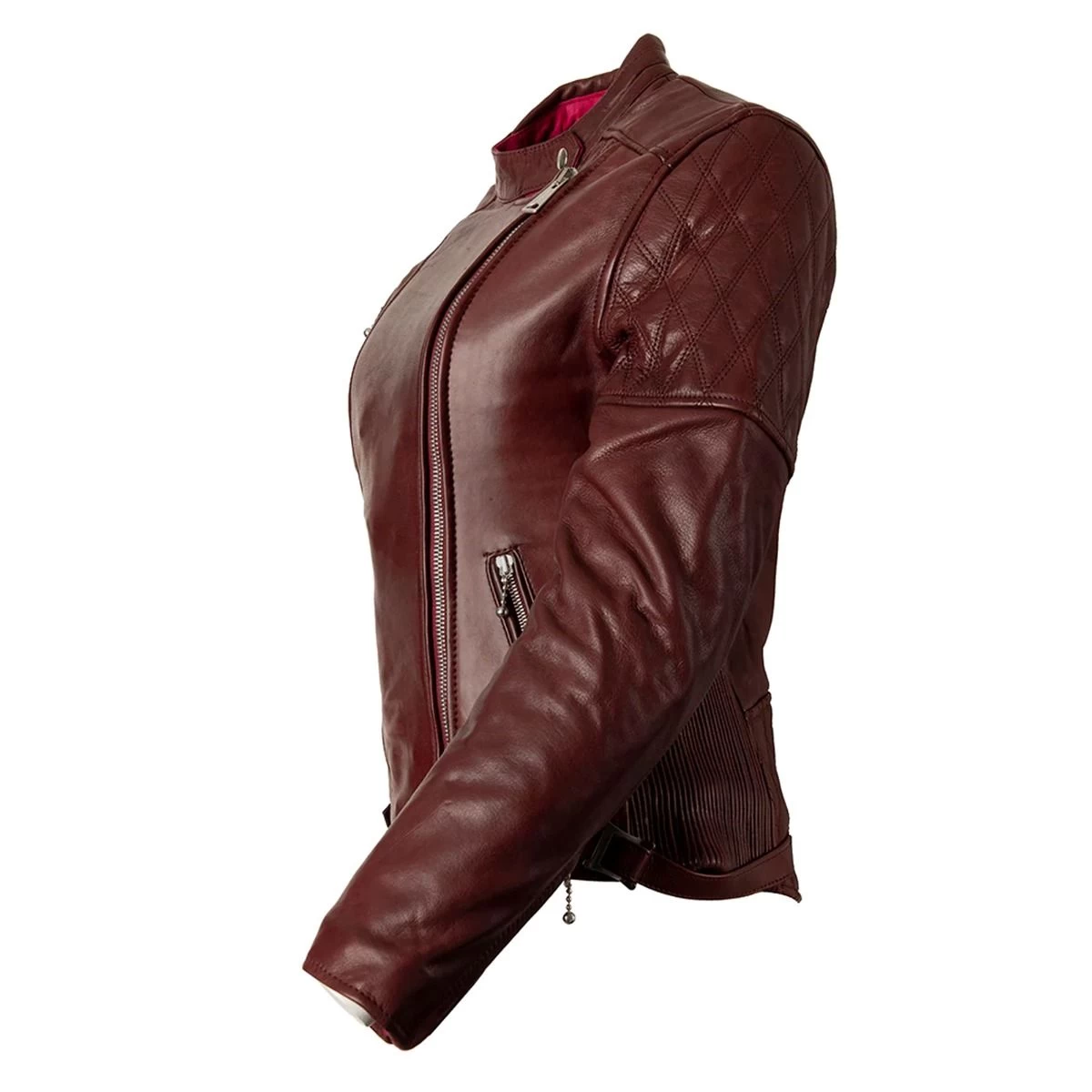 Goldtop Bobber Womens Leather Jacket 2022 Version - Burgundy 6 Goldtop Bobber Womens Leather Jacket 2022 Version - Burgundy - Image 6