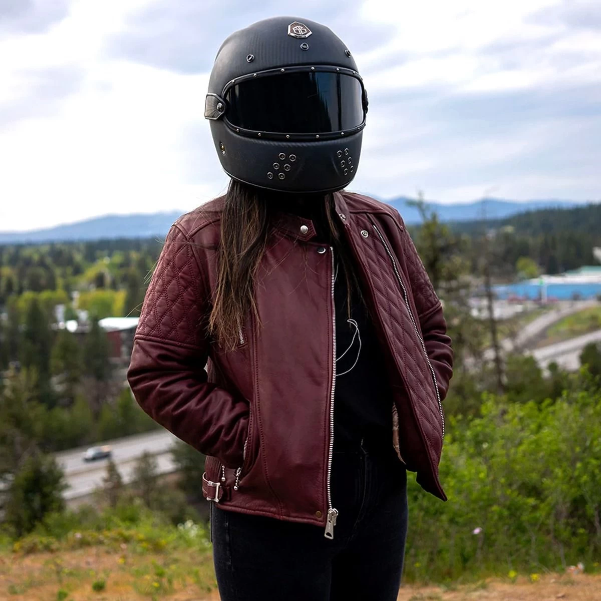 Goldtop Bobber Womens Leather Jacket 2022 Version - Burgundy 2 Goldtop Bobber Womens Leather Jacket 2022 Version - Burgundy - Image 2