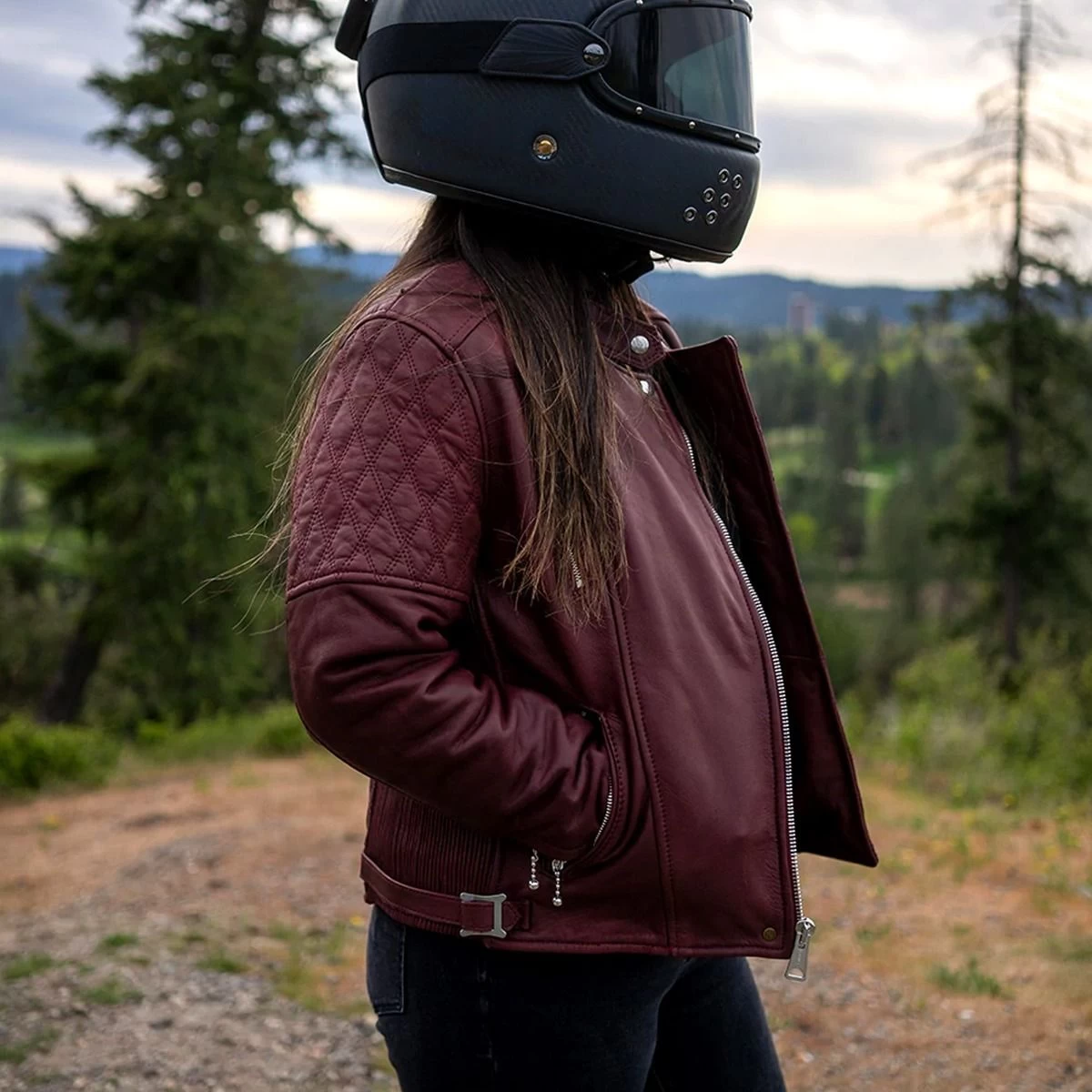 Goldtop Bobber Womens Leather Jacket 2022 Version - Burgundy 7 Goldtop Bobber Womens Leather Jacket 2022 Version - Burgundy - Image 7