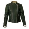 Goldtop Bobber Womens Leather Jacket - Racing Green