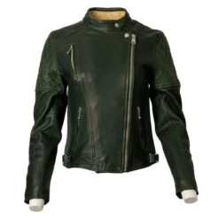 Goldtop Bobber Womens Leather Jacket - Racing Green
