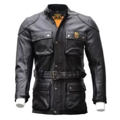 Goldtop Patrol Armoured Leather Jacket - Black