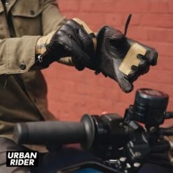 HELSTONS BROOKS AIR LEATHER GLOVES - BROWN / BEIGE -Ride Style Shop helstons brooks air leather gloves brown beige