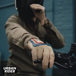 HELSTONS JEFF 4WAYS AIR LEATHER GLOVES - BEIGE / BLUE / RED -Ride Style Shop helstons jeff 4ways air leather gloves beige blue red keys