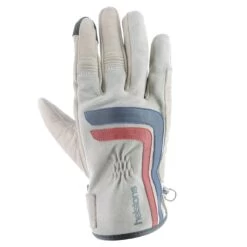 HELSTONS JEFF 4WAYS AIR LEATHER GLOVES - BEIGE / BLUE / RED