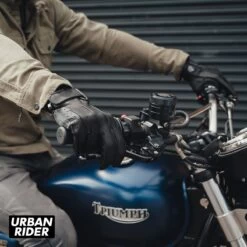 HELSTONS OSCAR PERFORATED LEATHER GLOVES - BLACK / GREY -Ride Style Shop helstons oscar perforated leather gloves black grey bars 1