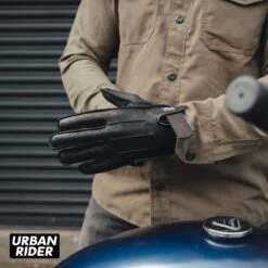 HELSTONS OSCAR PERFORATED LEATHER GLOVES - BLACK / GREY -Ride Style Shop helstons oscar perforated leather gloves black grey front 1