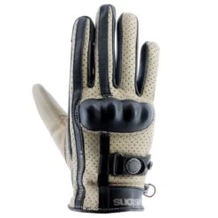 HELSTONS TINTA AIR LEATHER WOMENS GLOVES - BEIGE / BLACK