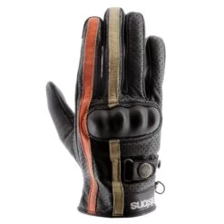 HELSTONS TINTA AIR LEATHER WOMENS GLOVES - BLACK / ORANGE / BEIGE