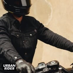 John Doe Maverick Mono Denim Jacket - Pitch Black -Ride Style Shop john doe maverick mono denim jacket pitch black detail