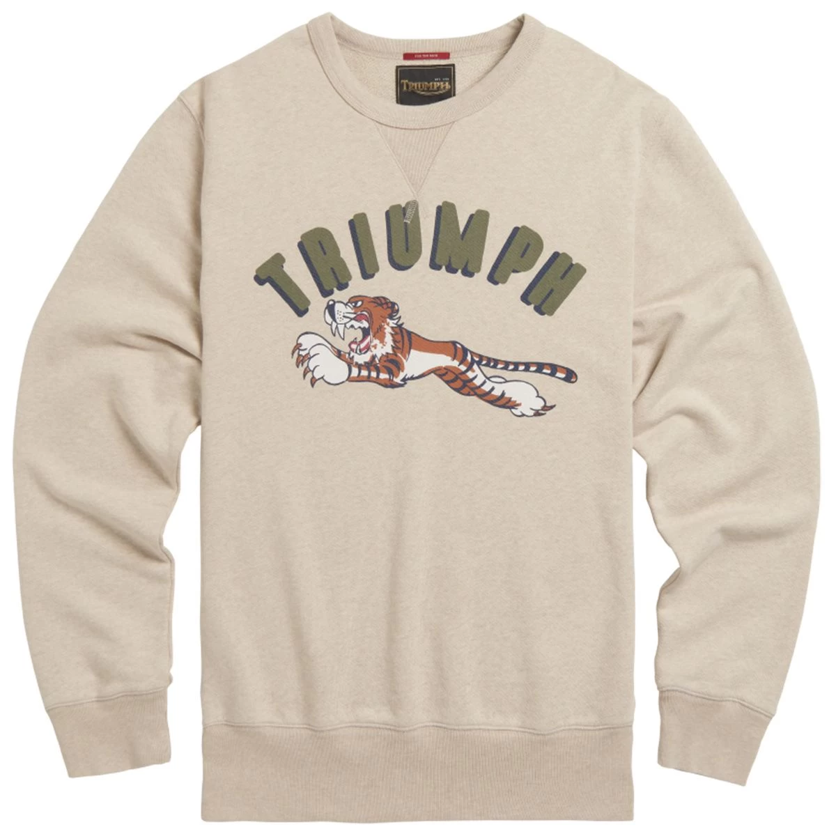 Triumph Motorcycles Service Crew Sweater - Oatmeal Marl 1 Triumph Motorcycles Service Crew Sweater - Oatmeal Marl