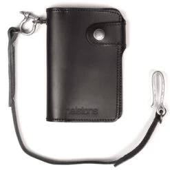 HELSTONS MOON LEATHER WALLET AND LANYARD - BLACK