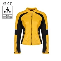 Motogirl Fiona Womens Leather Jacket - Yellow -Ride Style Shop motogirl fiona womens leather jacket yellow 5