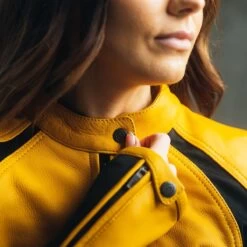 Motogirl Fiona Womens Leather Jacket - Yellow -Ride Style Shop motogirl fiona womens leather jacket yellow 7