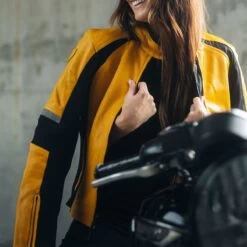 Motogirl Fiona Womens Leather Jacket - Yellow -Ride Style Shop motogirl fiona womens leather jacket yellow 8