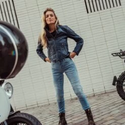 Revit Coral Womens Leather Jacket - Blue -Ride Style Shop revit coral womens leather jacket blue 2