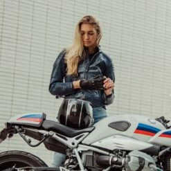 Revit Coral Womens Leather Jacket - Blue -Ride Style Shop revit coral womens leather jacket blue 3