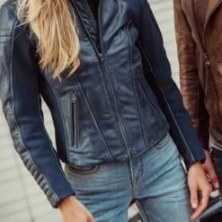Revit Coral Womens Leather Jacket - Blue -Ride Style Shop revit coral womens leather jacket blue 4