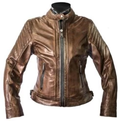Helstons Star Womens Leather Jacket - Camel
