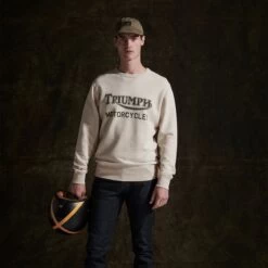 Triumph Motorcycles Radial Crew Sweater - Oatmeal Marl -Ride Style Shop triumph radial crew sweater oatmeal marl1