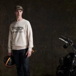 Triumph Motorcycles Radial Crew Sweater - Oatmeal Marl -Ride Style Shop triumph radial crew sweater oatmeal marl2