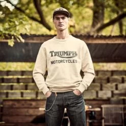 Triumph Motorcycles Radial Crew Sweater - Oatmeal Marl -Ride Style Shop triumph radial crew sweater oatmeal marl3
