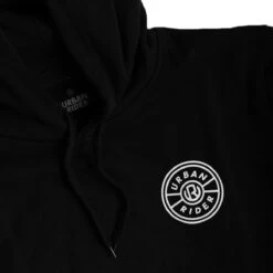 URBAN RIDER ADDRESS HOODIE - BLACK -Ride Style Shop ur branded hoody detail