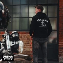 URBAN RIDER ADDRESS HOODIE - BLACK -Ride Style Shop urban rider address hoodie black back