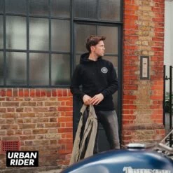 URBAN RIDER ADDRESS HOODIE - BLACK -Ride Style Shop urban rider address hoodie black frontdoor