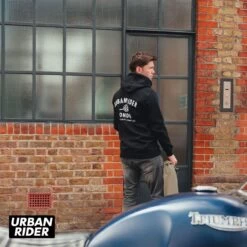 URBAN RIDER ADDRESS HOODIE - BLACK -Ride Style Shop urban rider address hoodie black lockup