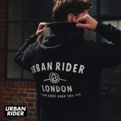URBAN RIDER ADDRESS HOODIE - BLACK -Ride Style Shop urban rider address hoodie black. ad