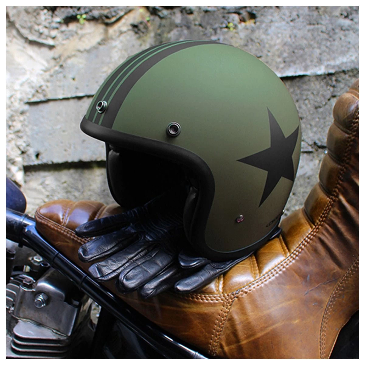 DMD Vintage Helmet - Star Green 2 DMD Vintage Helmet - Star Green - Image 2