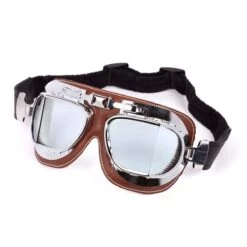 Baruffaldi Vintaco Goggle - Brown Leather / Silver Frame